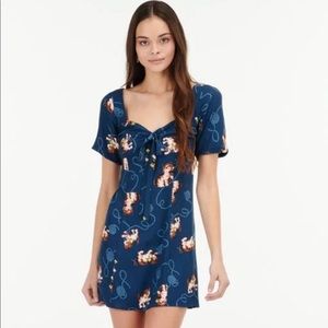 HVN Navy kitten print Mini Emily dress